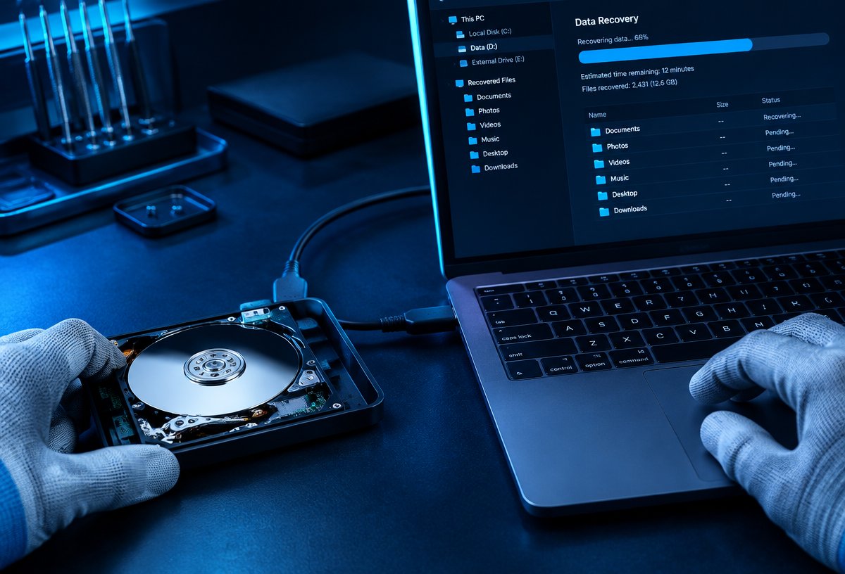 Récupération de données sur un disque dur ouvert